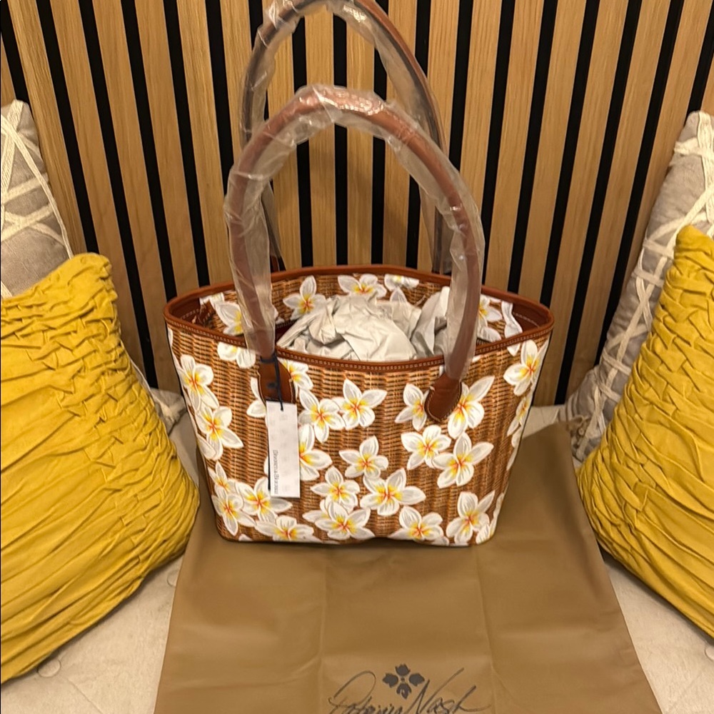 Dooney & Bourke Brown and White Tote Bag with Abstract Design